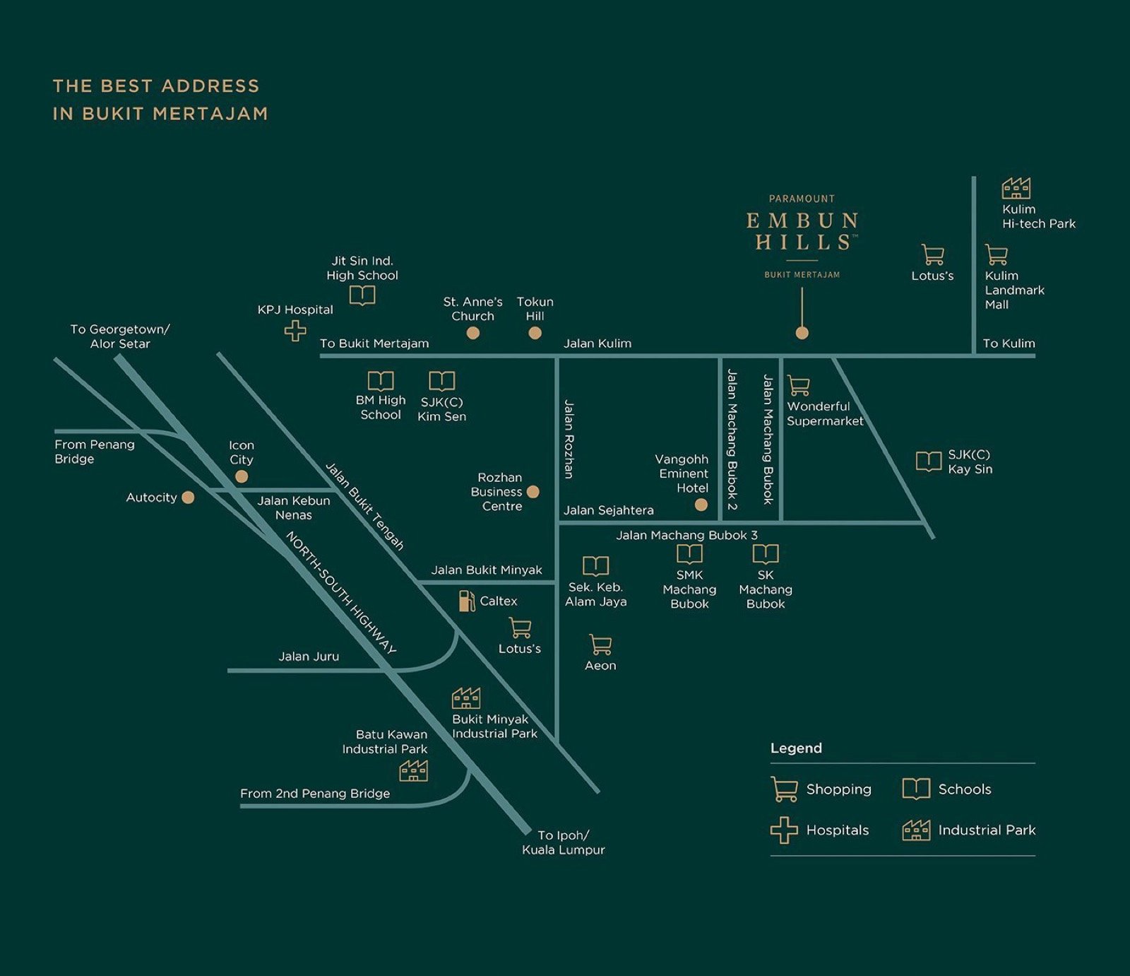 Location map of Embun Hills on Jalan Kulim, Bukit Mertajam